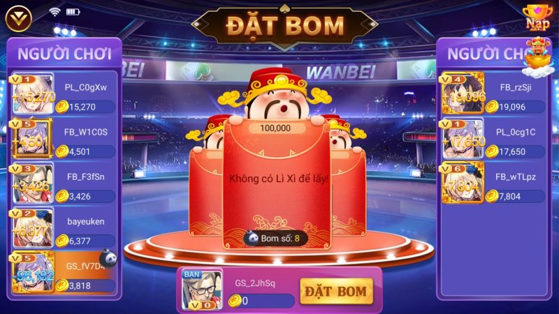 Đặt bom MMLive – Trò chơi đánh bài đổi thưởng hấp dẫn 2 Trò chơi đánh bài
