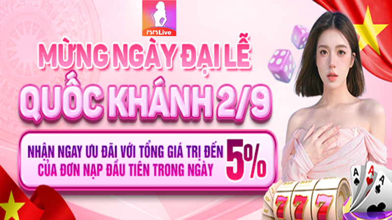 MMLive Chào Mừng Ngày Quốc Khánh Việt Nam 2/9 Ưu Đãi Lên Đến 5% - Nạp Tiền Càng Lớn Nhận Thưởng Càng Cao 4 Quốc Khánh 2/9