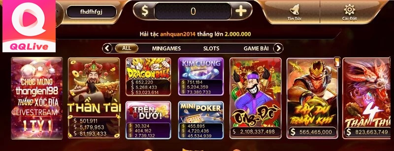 Game đổi thưởng QQlive xanh chín và tỷ lệ thưởng cao nhất thị trường 2 nhiều loại game