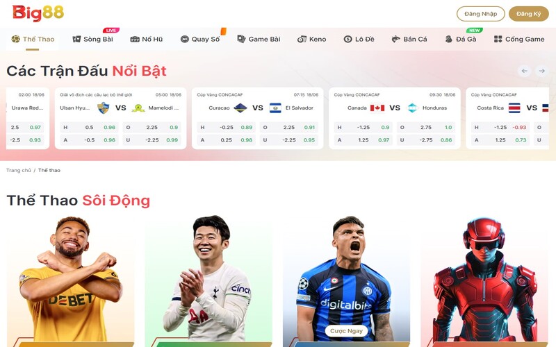 Thể thao Big88 – Thế giới cá cược thể thao đỉnh cao, vừa giải trí, vừa làm giàu 2 Tỷ lệ kèo cạnh tranh, cập nhật siêu nhanh